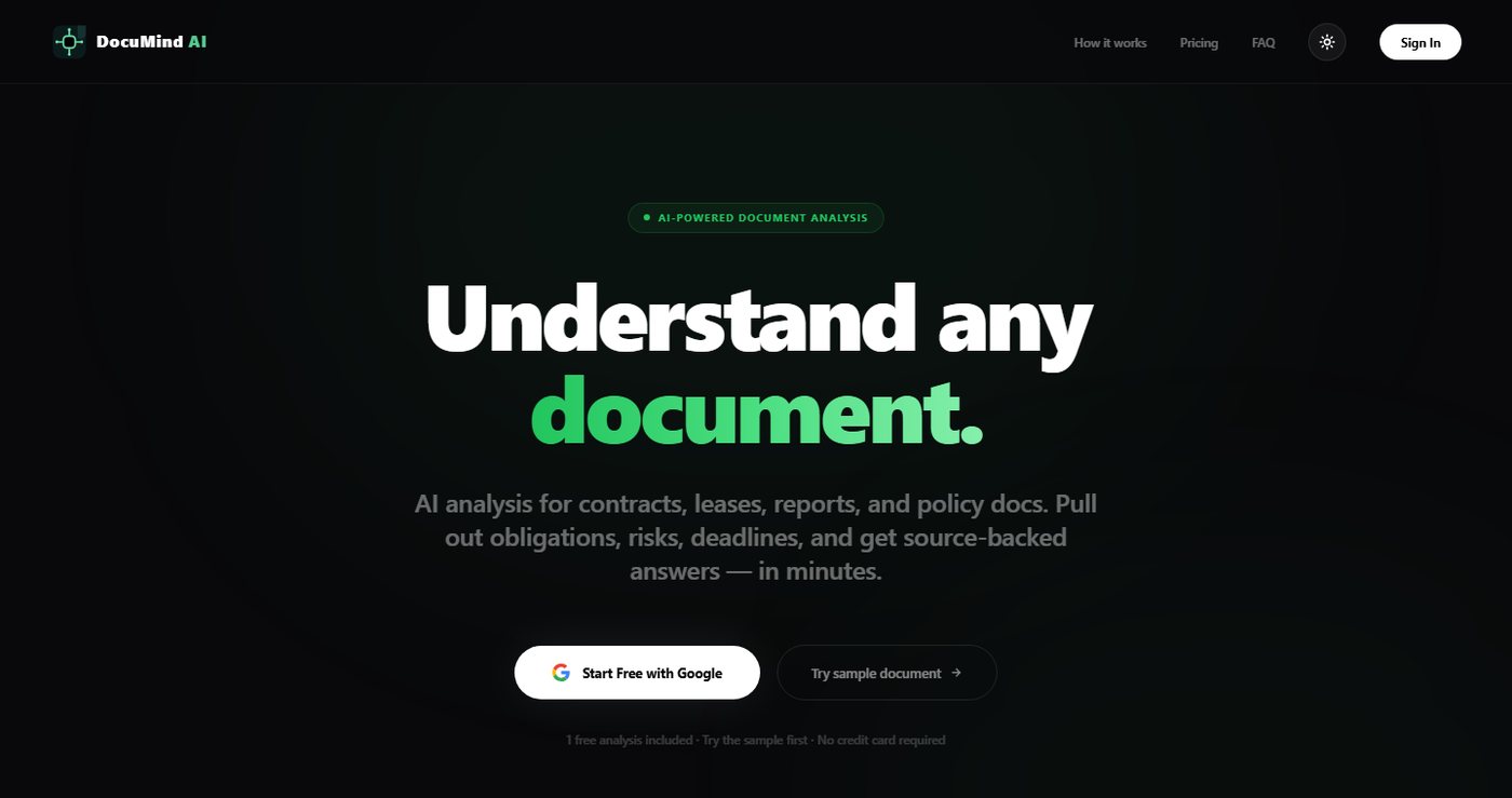 DocuMind AI website screenshot