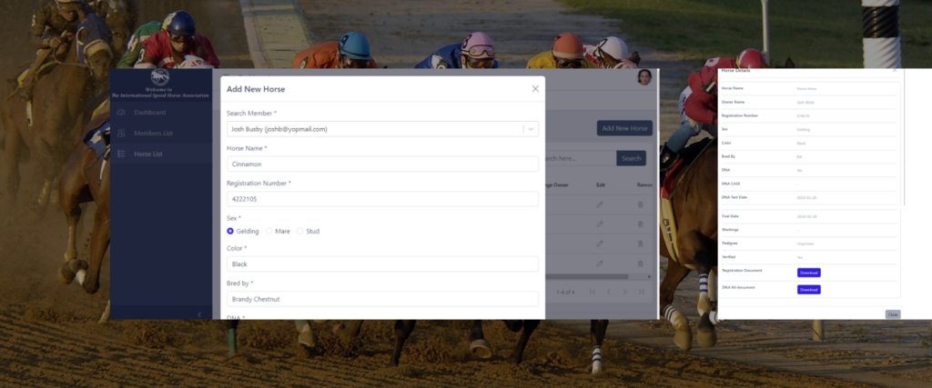 ISHA Horse Registry Project website screenshot